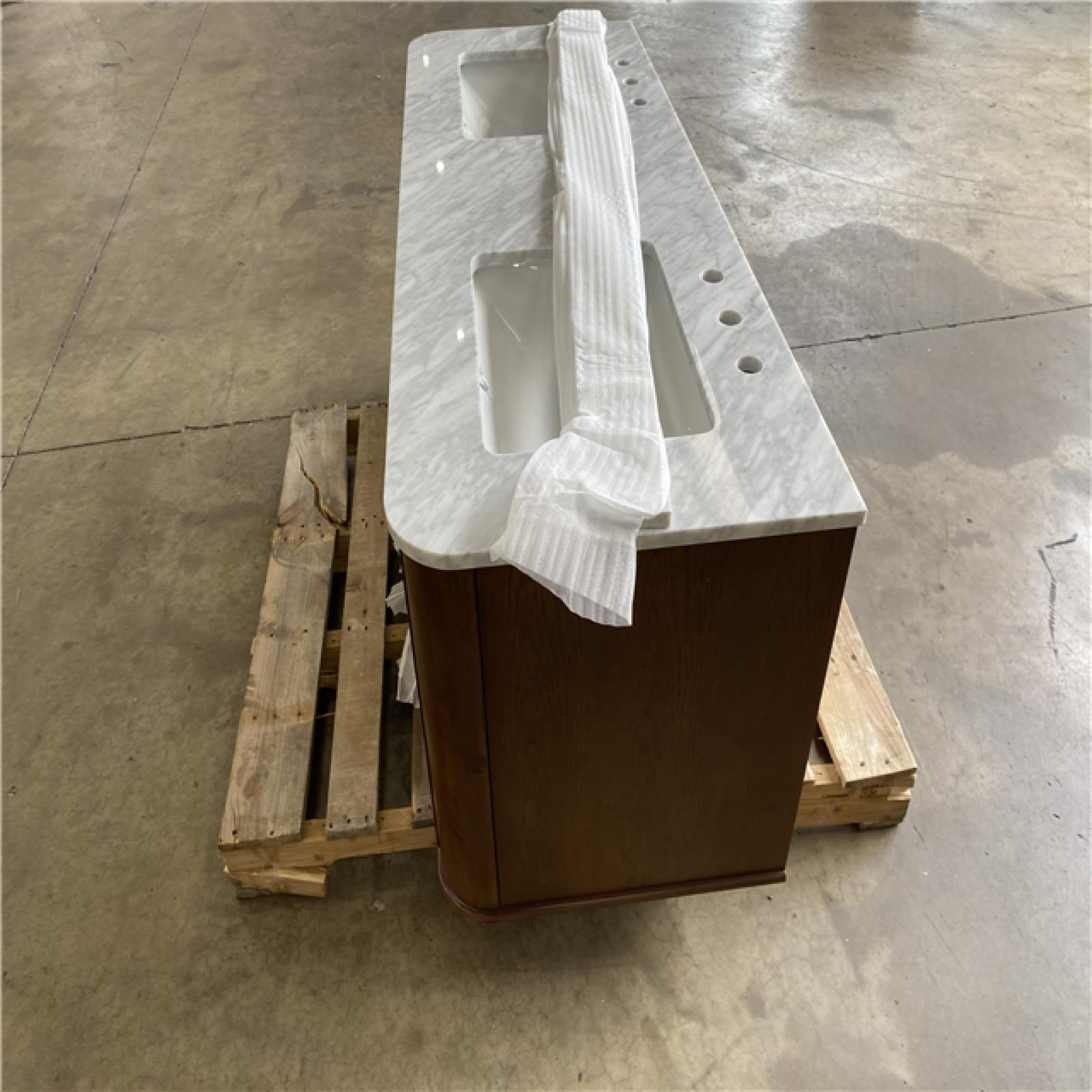 Houston Location - AS-IS Home Decorator Collection Collette 60in. Free Standing Mounted Vanity