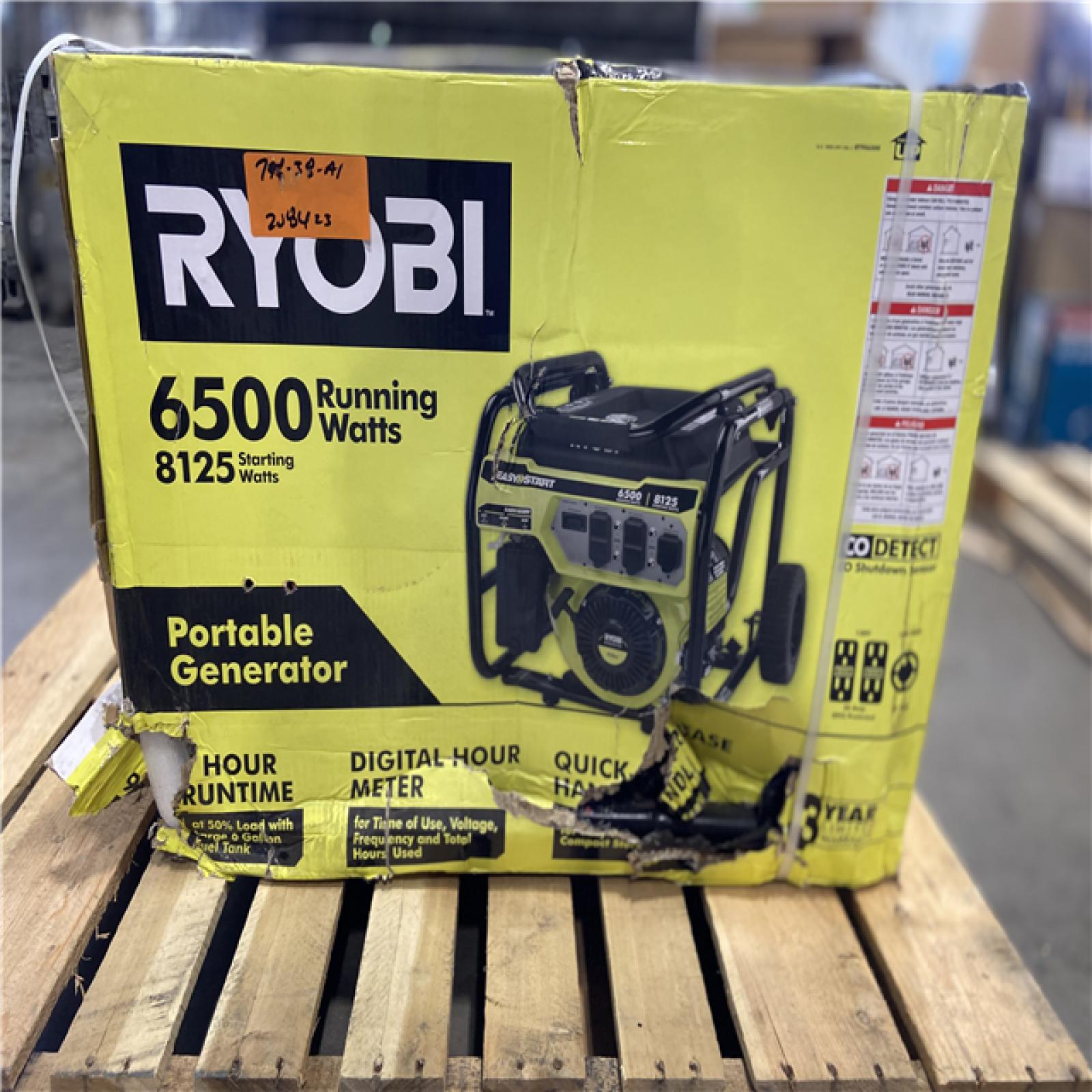DALLAS LOCATION - RYOBI 6,500-Watt Gasoline Powered Portable Generator with CO Shutdown Sensor
