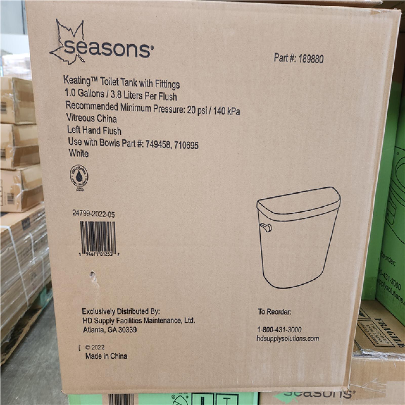 Phoenix Location NEW Seasons Keating Round Toilet Bowl With Tank 1.0 Gallons/ 3.8 Liters a Flush Vitreous China Pallet (11 Toilets)