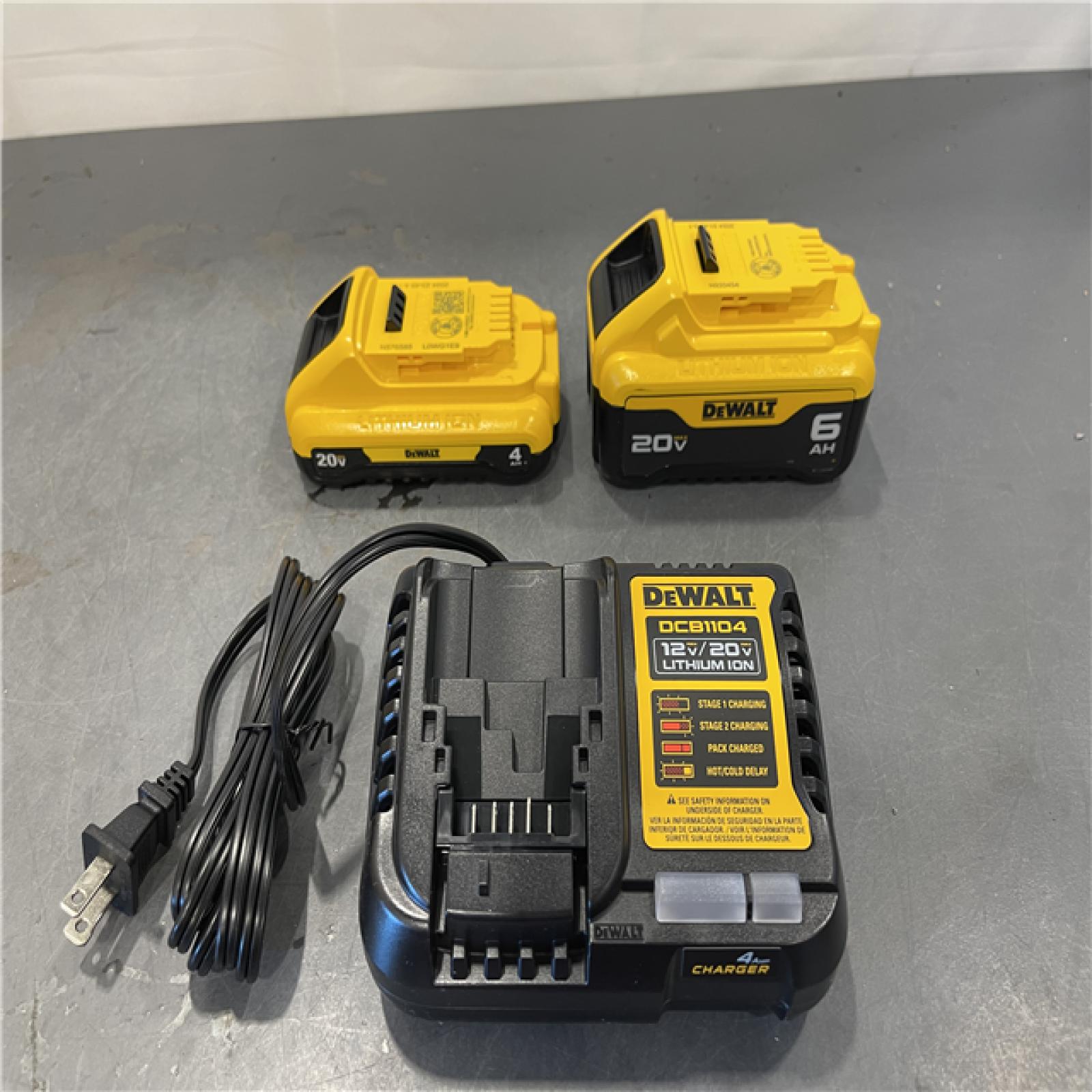 AS-IS - DEWALT 20V MAX Lithium-Ion 6.0Ah and 4.0Ah Battery and Charger Starter Kit