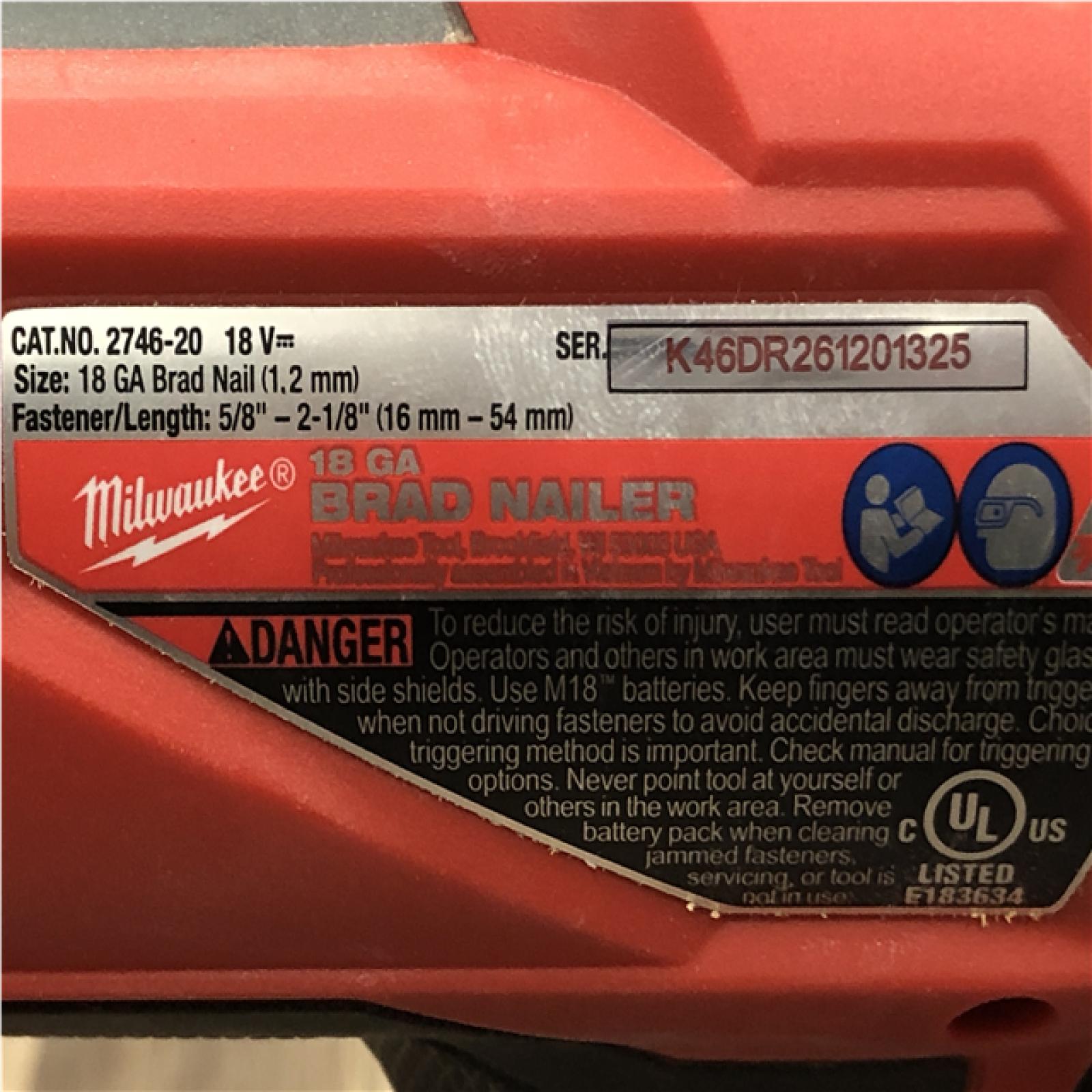 AS=IS Milwaukee FUEL 18-Volt Lithium-Ion Brushless Cordless Gen II 18-Gauge Brad Nailer (Tool-Only)