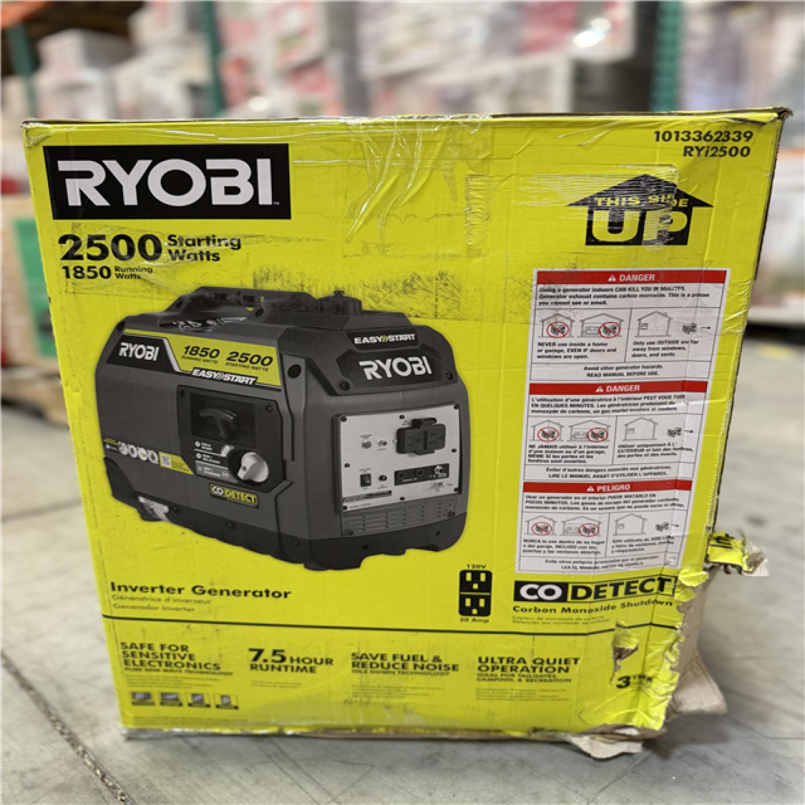 DALLAS LOCATION - RYOBI 2500-Watt Recoil Start Gas Powered Inverter Generator with CO Shutdown