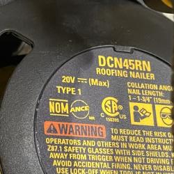 AS-IS DEWALT 20V MAX Lithium-Ion 15-Degree Electric Cordless Roofing Nailer Kit