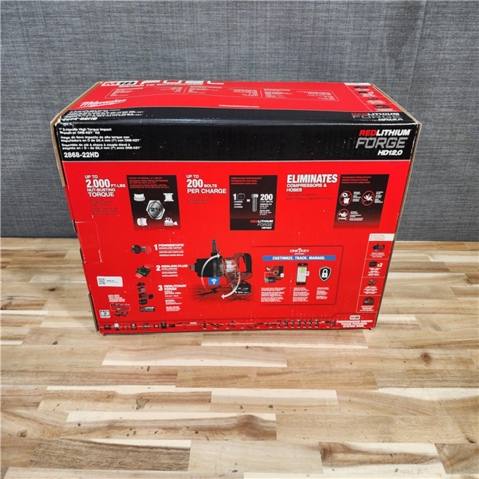 HOUSTON LOCATION - AS-IS (NEW) Milwaukee M18 FUEL 18V Lithium-Ion Brushless Cordless 1 in. Impact Wrench with D-Handle Kit with (2) FORGE 12.0 Ah Batteries