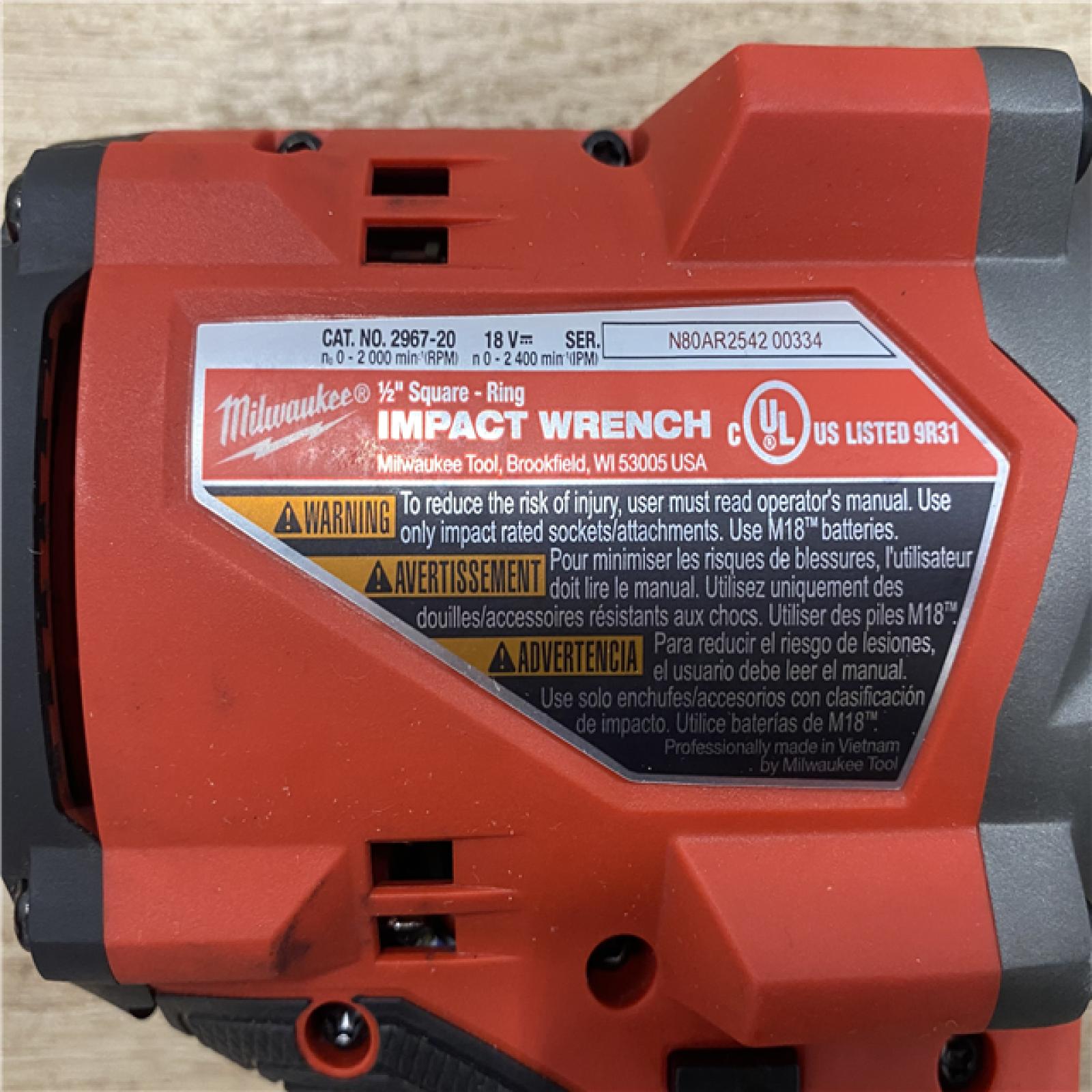 AS-IS Milwaukee FUEL 18V Lithium-Ion Brushless Cordless 1/2 in. Impact Wrench with Friction Ring (Tool-Only)