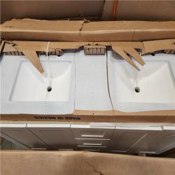 Phoenix AS-IS Glacier Bay Bannister 61 in. Double Sink White Bath Vanity with Granite-Look Colorpoint White Cultured Marble Top (Assembled)