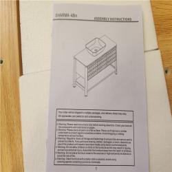 Phoenix NEW Yingze 48 in. Freestanding Single Sink Natural Bath Vanity with White Sintered Stone Top and Marble Pattern Vessel Basin