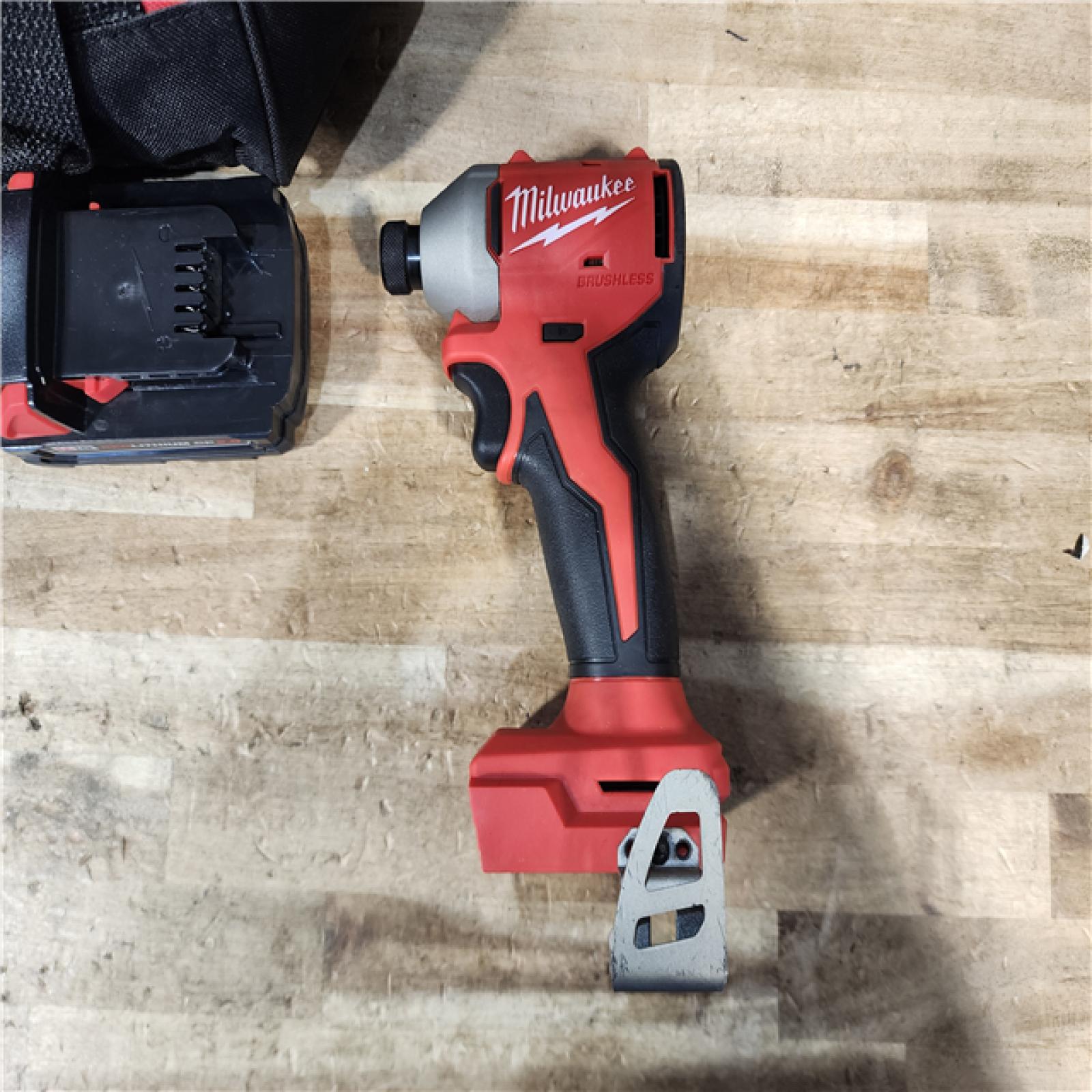 HOUSTON LOCATION - AS - IS Milwaukee 18-Volt Lithium-Ion Compact Brushless Cordless 1/4 in. Impact Driver Kit