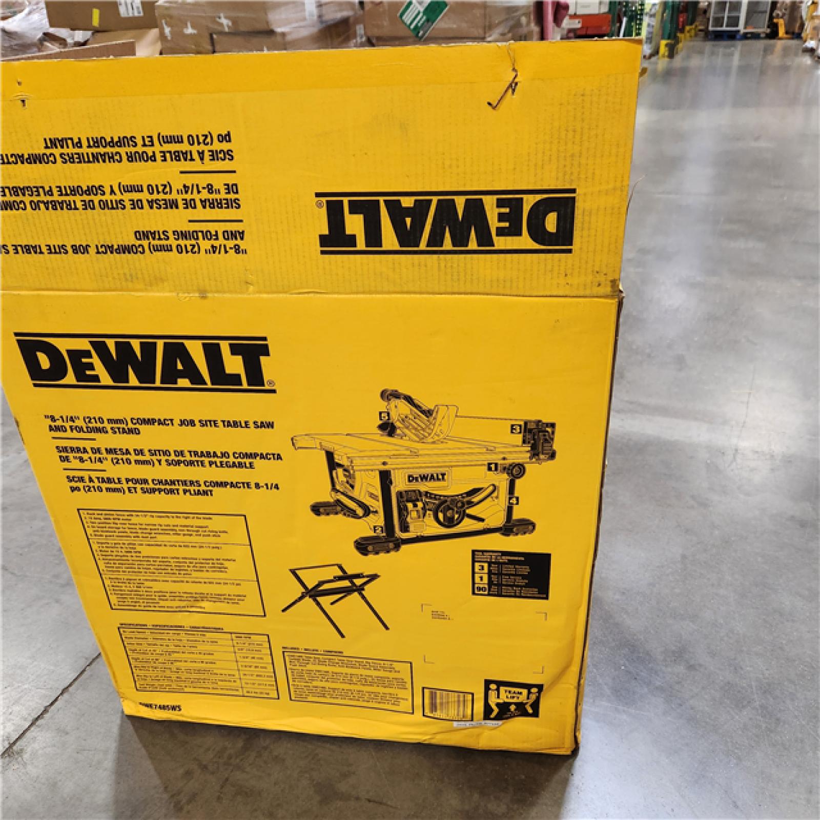 As-Is-  DEWALT 15 Amp Corded 8-1/4 in. Compact Jobsite Tablesaw with Compact Table Saw Stand