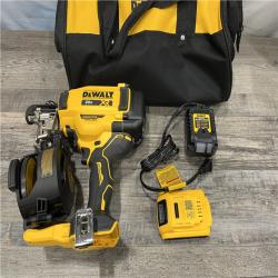 AS-IS DEWALT 20V MAX Lithium-Ion 15-Degree Electric Cordless Roofing Nailer Kit