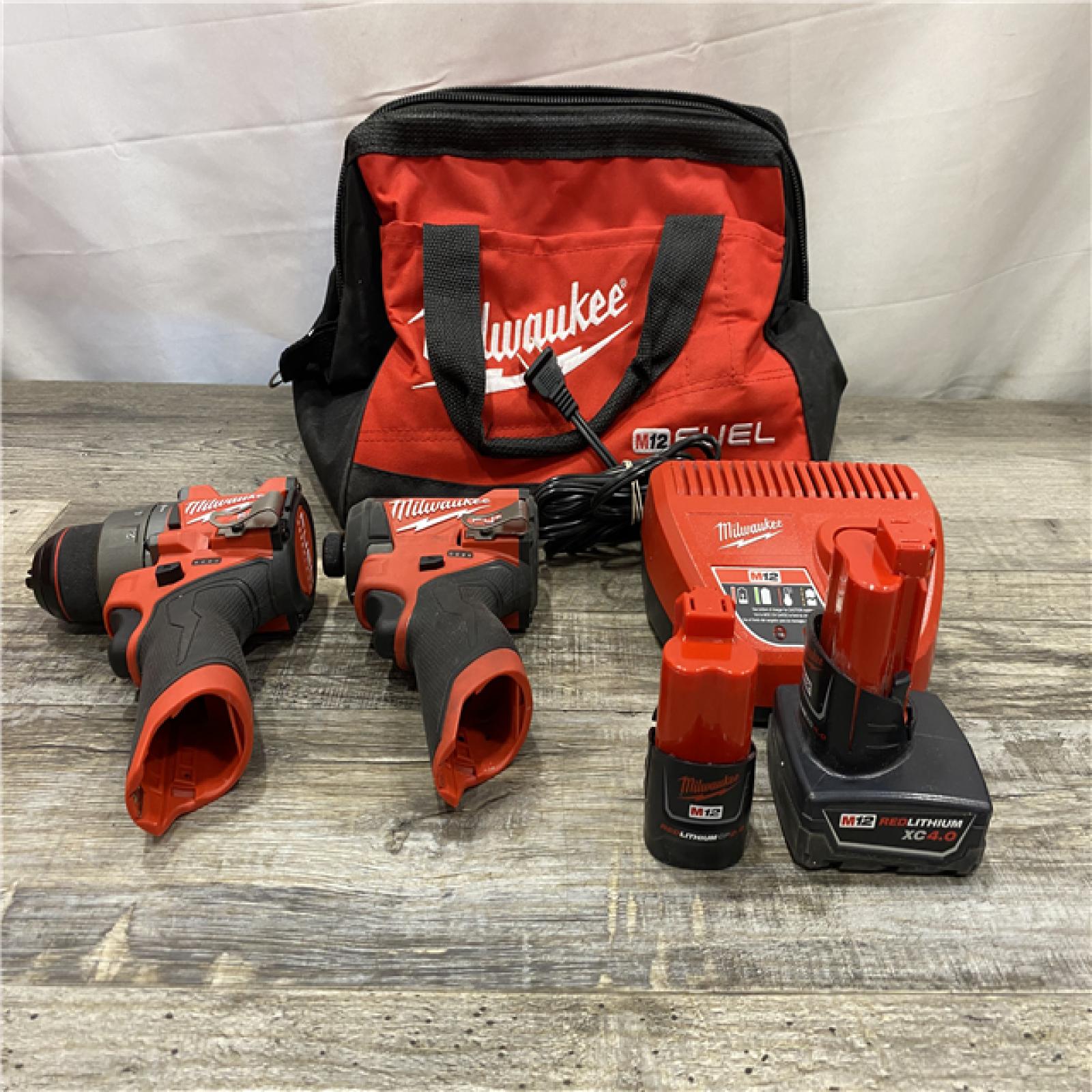 AS-IS Milwaukee FUEL 12-Volt Lithium-Ion Brushless Cordless Hammer Drill and Impact Driver Combo Kit