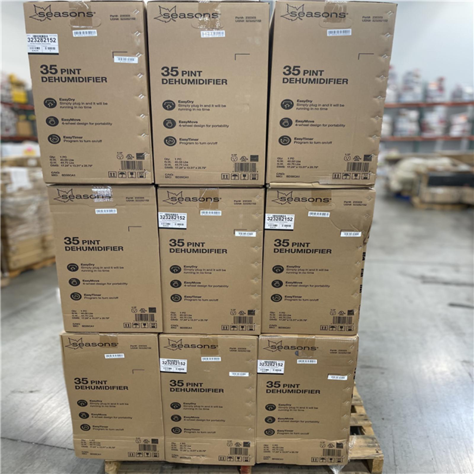 DALLAS LOCATION- Seasons 35 Pint Portable Dehumidifier PALLET (27 UNITS)