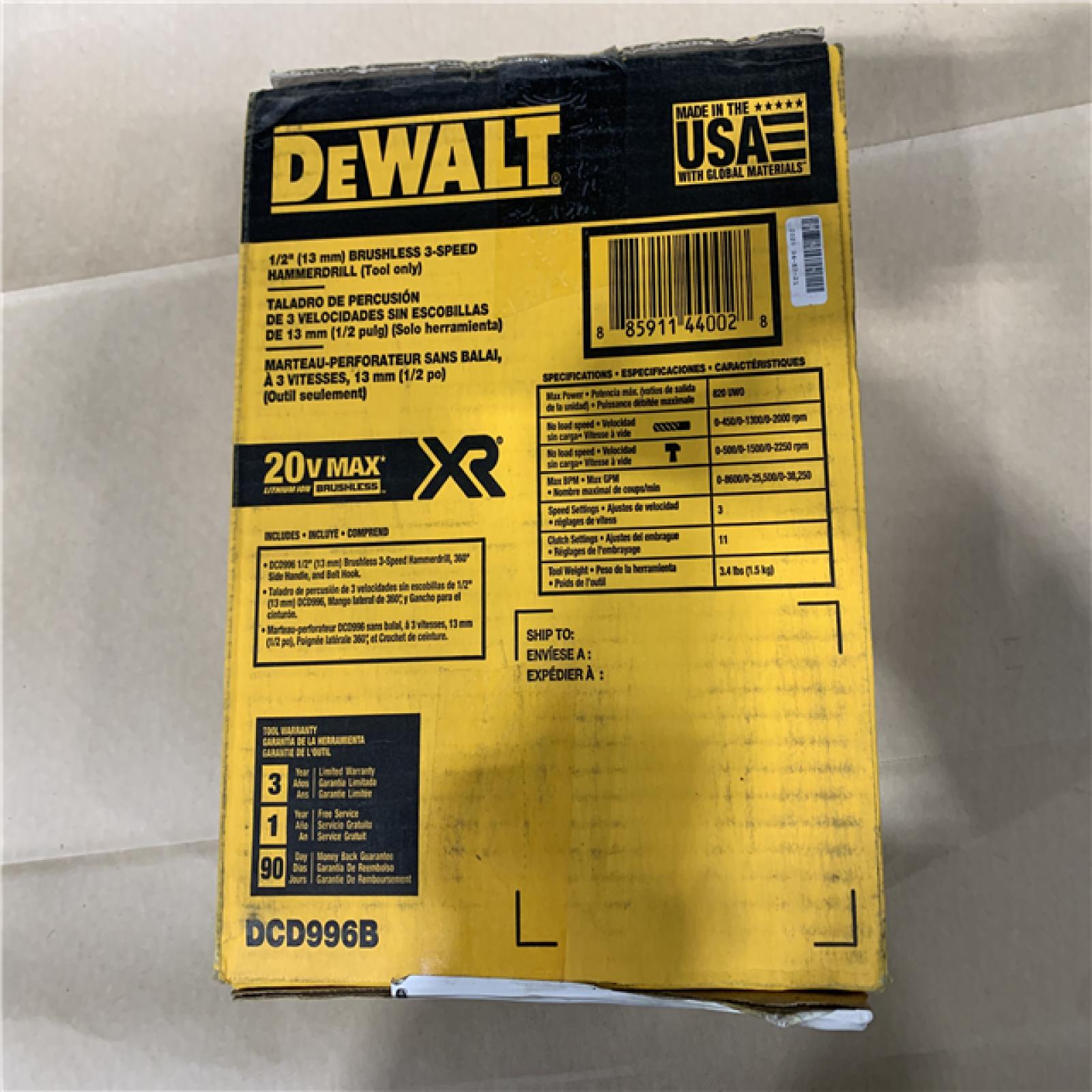 NEW - DEWALT 20-Volt MAX XR Lithium-Ion Cordless 1/2 in. Premium Brushless Hammer Drill (Tool-Only)