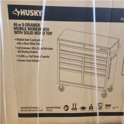 Phoenix NEW Husky Tool Storage 46 in. W x 18 in. D 9-Drawer Gloss White Mobile Workbench Cabinet