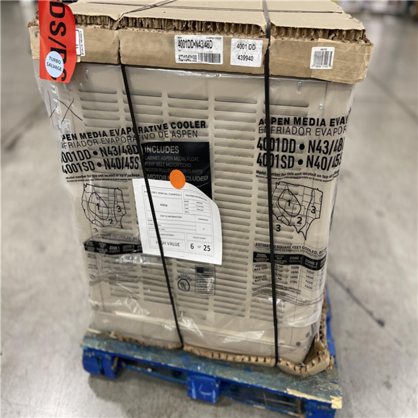 DALLAS LOCATION- NEW! Champion Cooler 4900 CFM Down-Draft Roof Evaporative Cooler for 1800 sq. ft. (Motor Not Included)