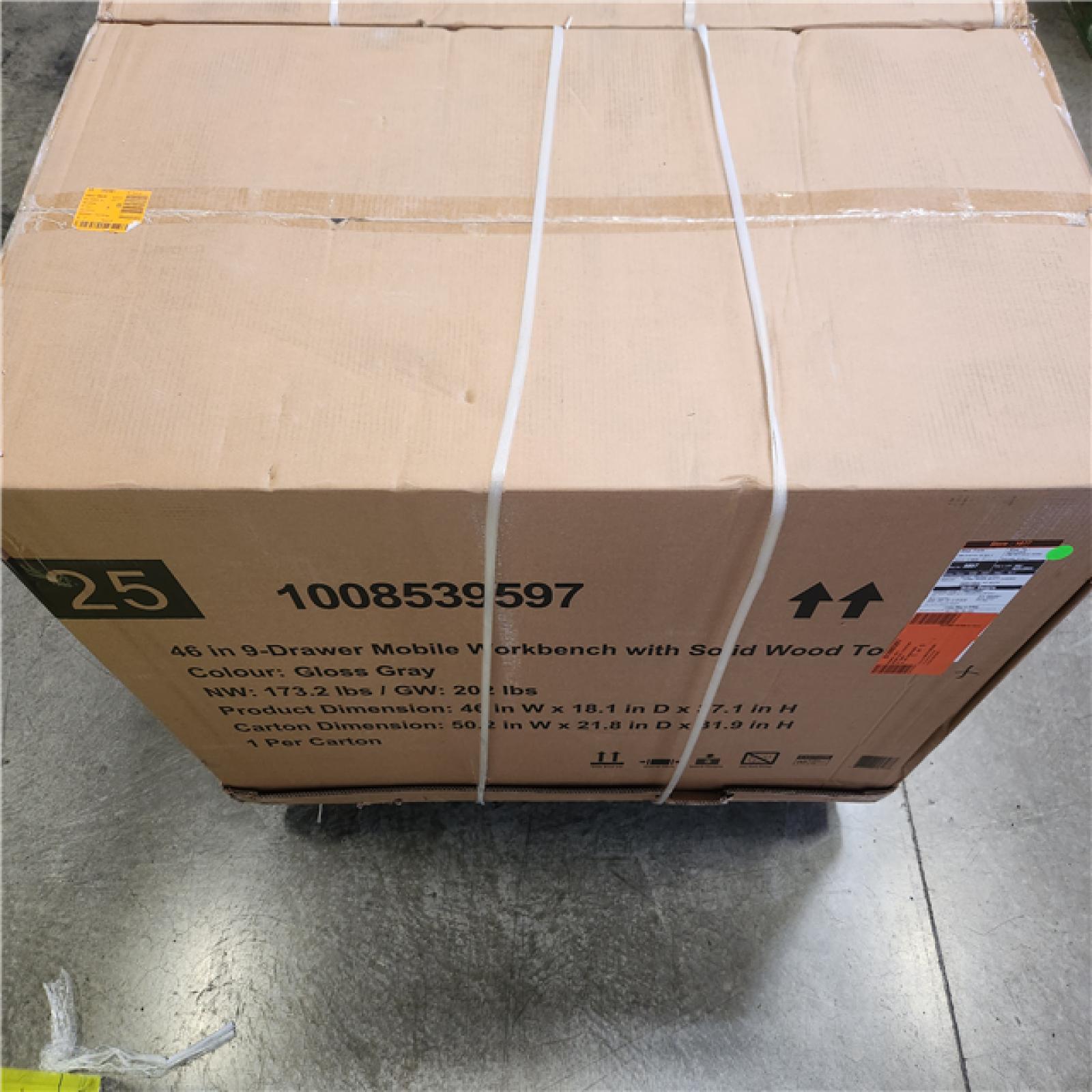 Phoenix NEW Husky Tool Storage 46 in. W Gloss Gray Mobile Workbench 9-Drawer with Solid Wood Top (SEALED)