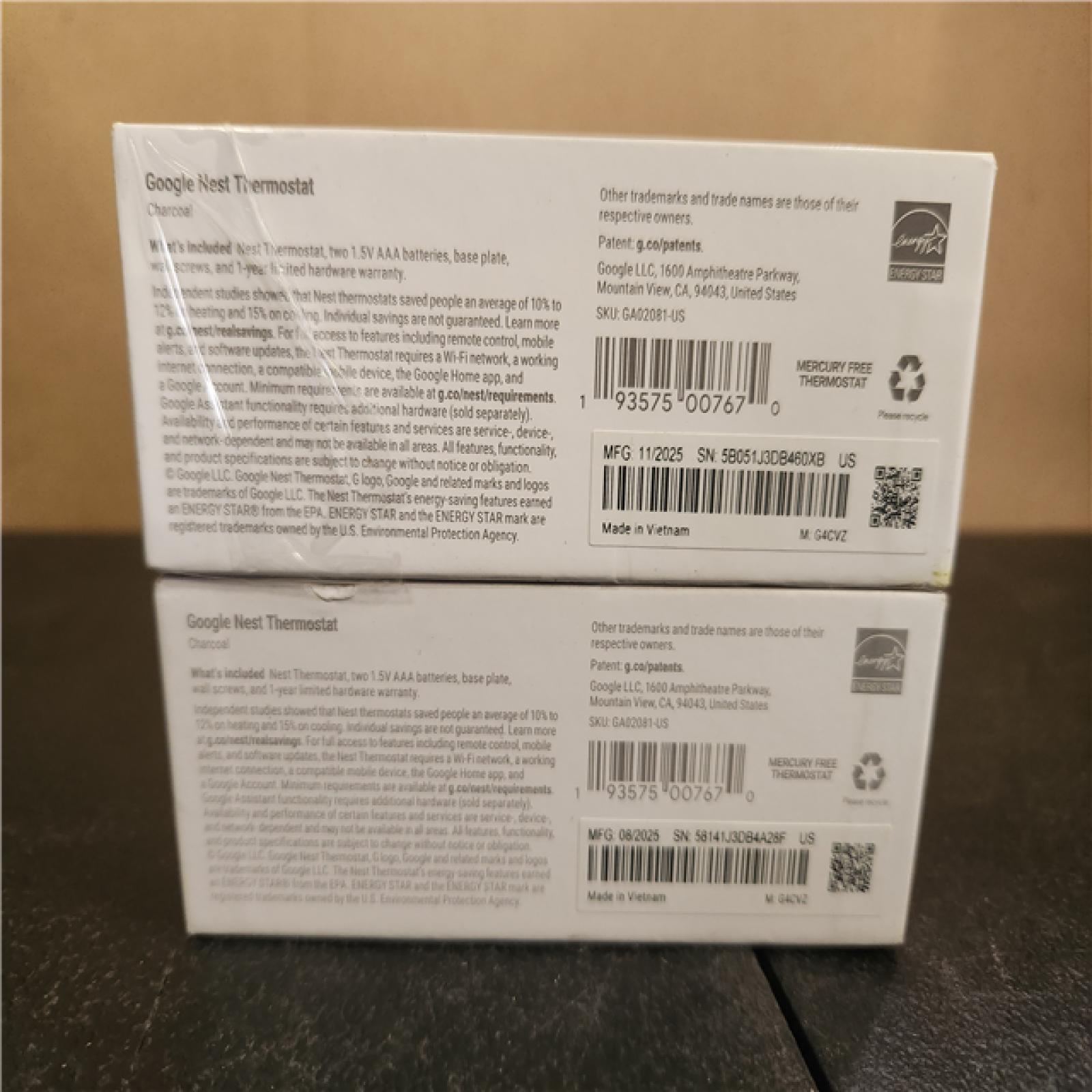 Phoenix AS-IS Google Nest Thermostat - Smart Programmable Wi-Fi Thermostat - (2-Pack)