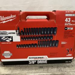 AS-IS Milwaukee SHOCKWAVE 3/8 in. Drive SAE and Metric 6 Point Impact Socket Set (43-Piece)