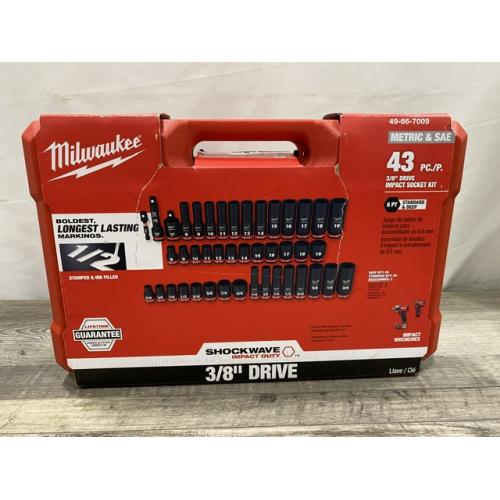 AS-IS Milwaukee SHOCKWAVE 3/8 in. Drive SAE and Metric 6 Point Impact Socket Set (43-Piece)
