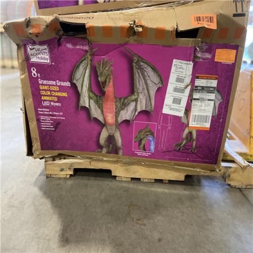 DALLAS LOCATION - Home Accents Holiday 8 ft. Wide Gruesome Grounds Giant-Sized Color Changing Animated LED Wyvern H9