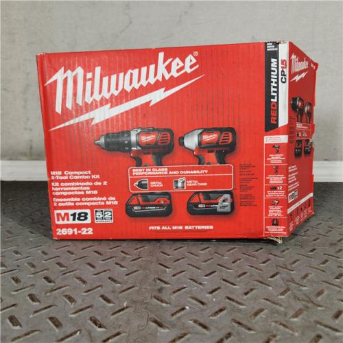 Houston Location - AS-IS Milwaukee 2691-22 M18 Cordless Li-Ion 2-Tool Combo Kit - Appears IN GOOD Condition
