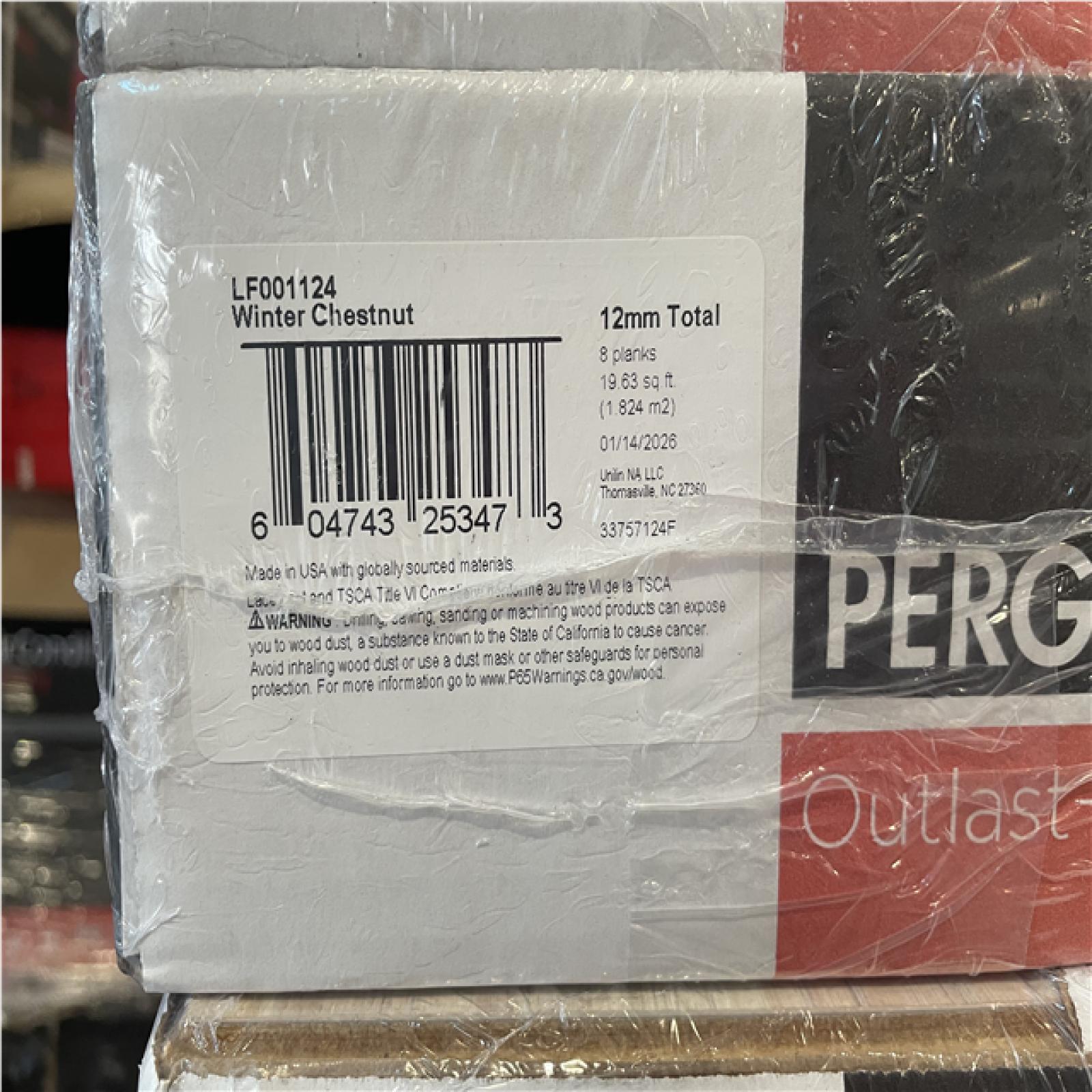 DALLAS LOCATION- PERGO Outlast+ Winter Chestnut 12 mm T x 7.4 in. W Waterproof Flooring (19.63 sq.ft./case) (24 UNITS)