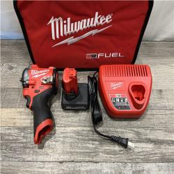 AS-IS Milwaukee FUEL 12V Li-Ion Brushless Cordless Stubby 3/8 in. Impact Wrench Kit