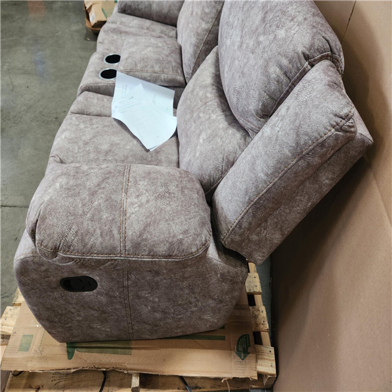 Phoenix NEW Home Elegance Double Glider Reclining Love Seat with Console in BLK/BRW/FBR-2