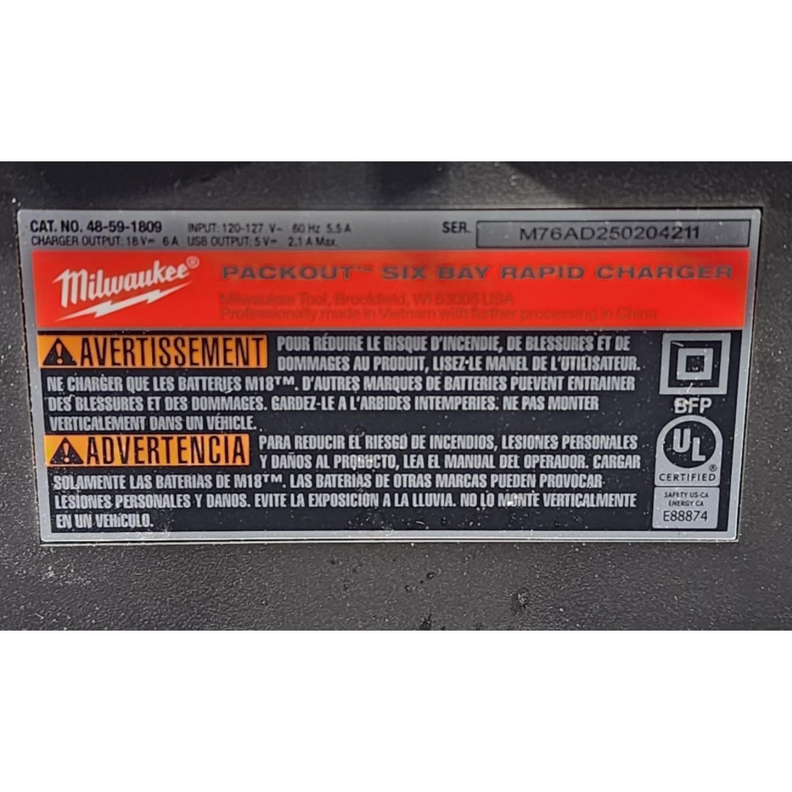 HOUSTON LOCATION - AS-IS Milwaukee M18 Packout Six Bay Rapid Charger (Tool-Only)