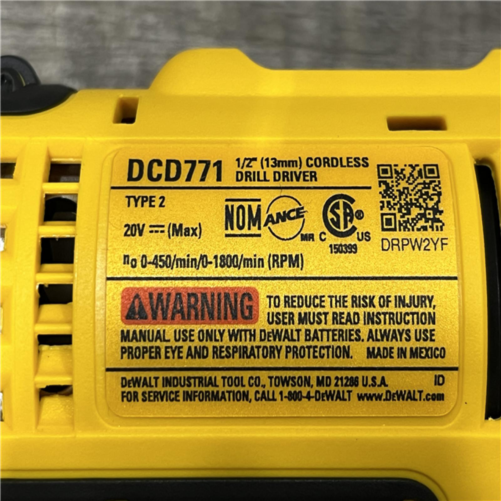 AS-IS DEWALT 20V MAX Cordless 1/2 in. Drill/Driver Kit