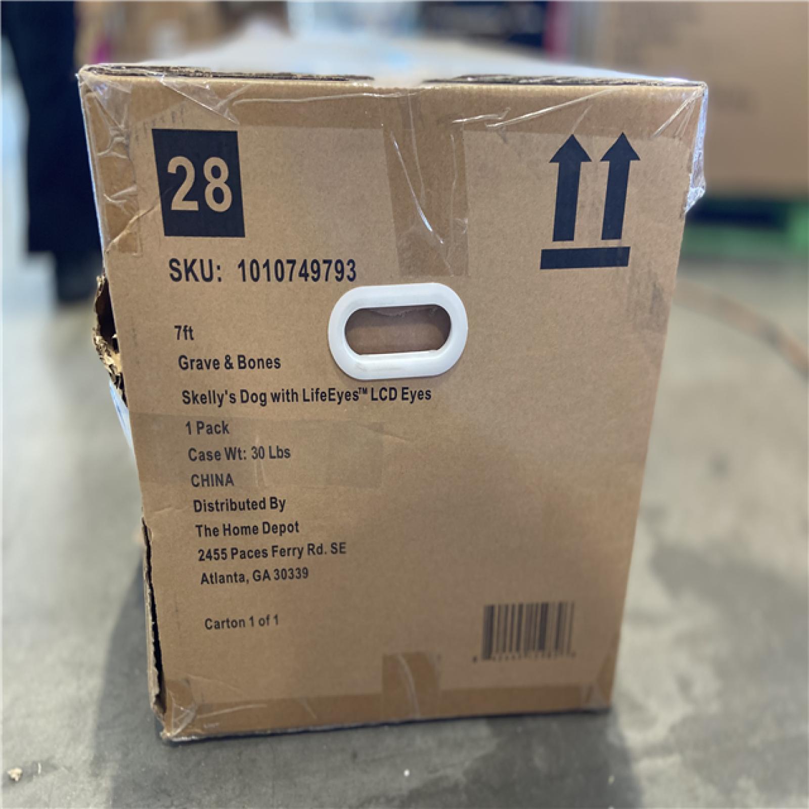 DALLAS LOCATION - Home Accents Holiday 7 ft. Long Grave & Bones Skelly's Dog with LifeEyes LCD Eyes