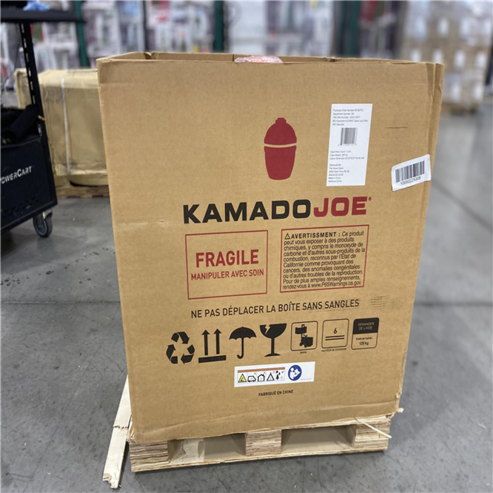 DALLAS LOCATION - Kamado Joe Classic Joe II 18 in. Charcoal Grill in Red with Cart  Side Shelves  Grate Gripper  and Ash Tool
