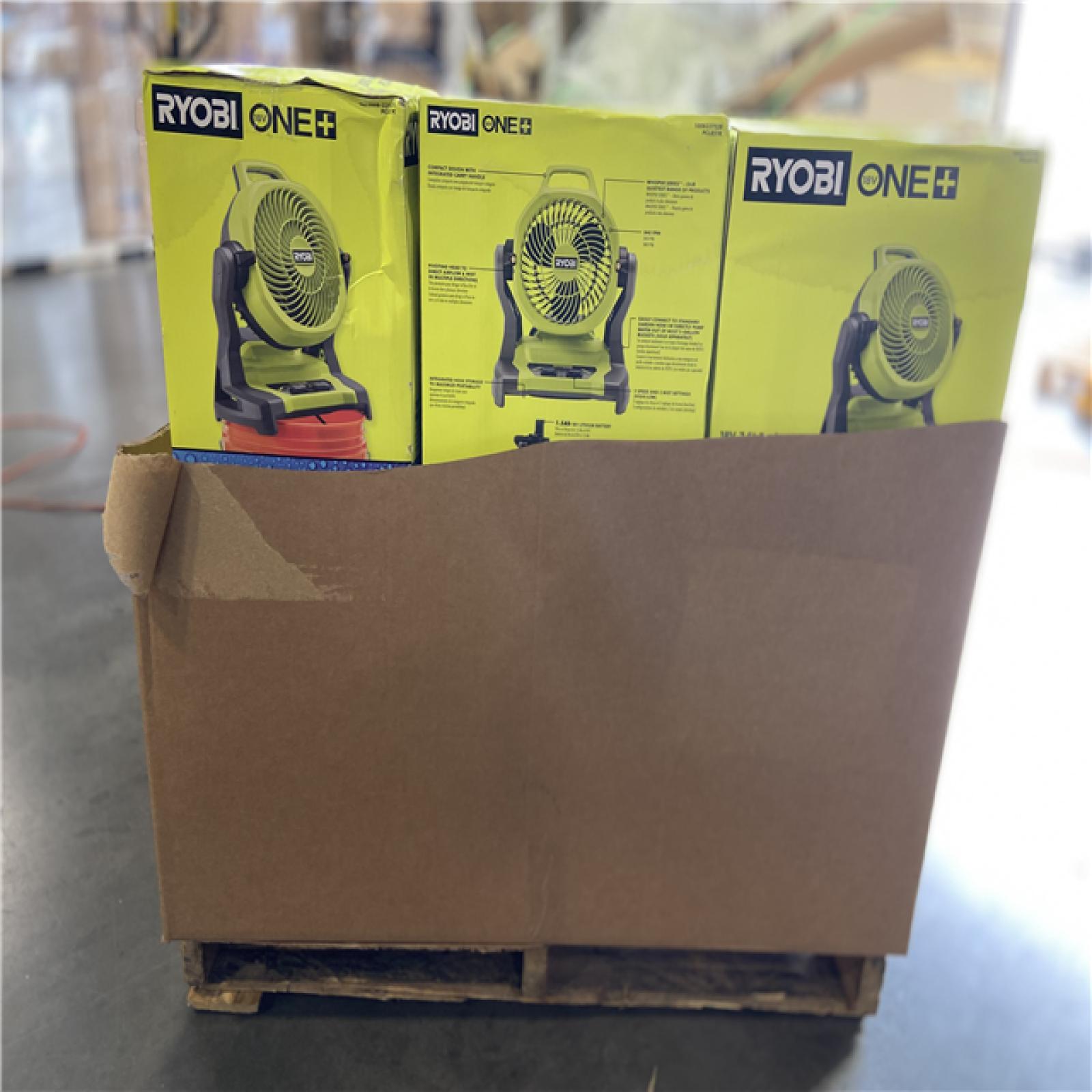 DALLAS LOCATION - RYOBI ONE+ 18V Cordless 7-1/2 in. Bucket Top Misting Fan Kit (20 UNITS)