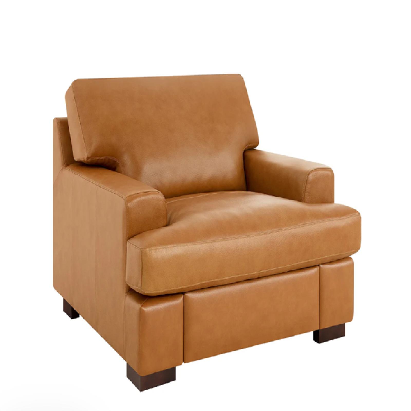 DALLAS LOCATION- Naomi Home Siggy Genuine Leather Square Arm Accent Chair PALLET (2 UNITS)