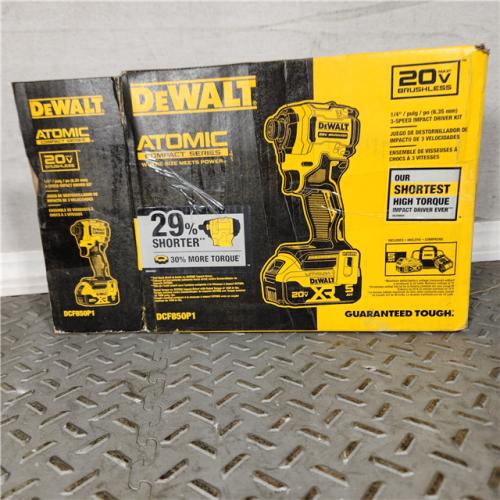 Houston Location - AS-IS DEWALT DCF850P1 ATOMIC 20V MAX Lithium-Ion Brushless Cordless 3-Speed 1/4 Impact Driver Kit 5.0Ah - Appears IN Used Condition