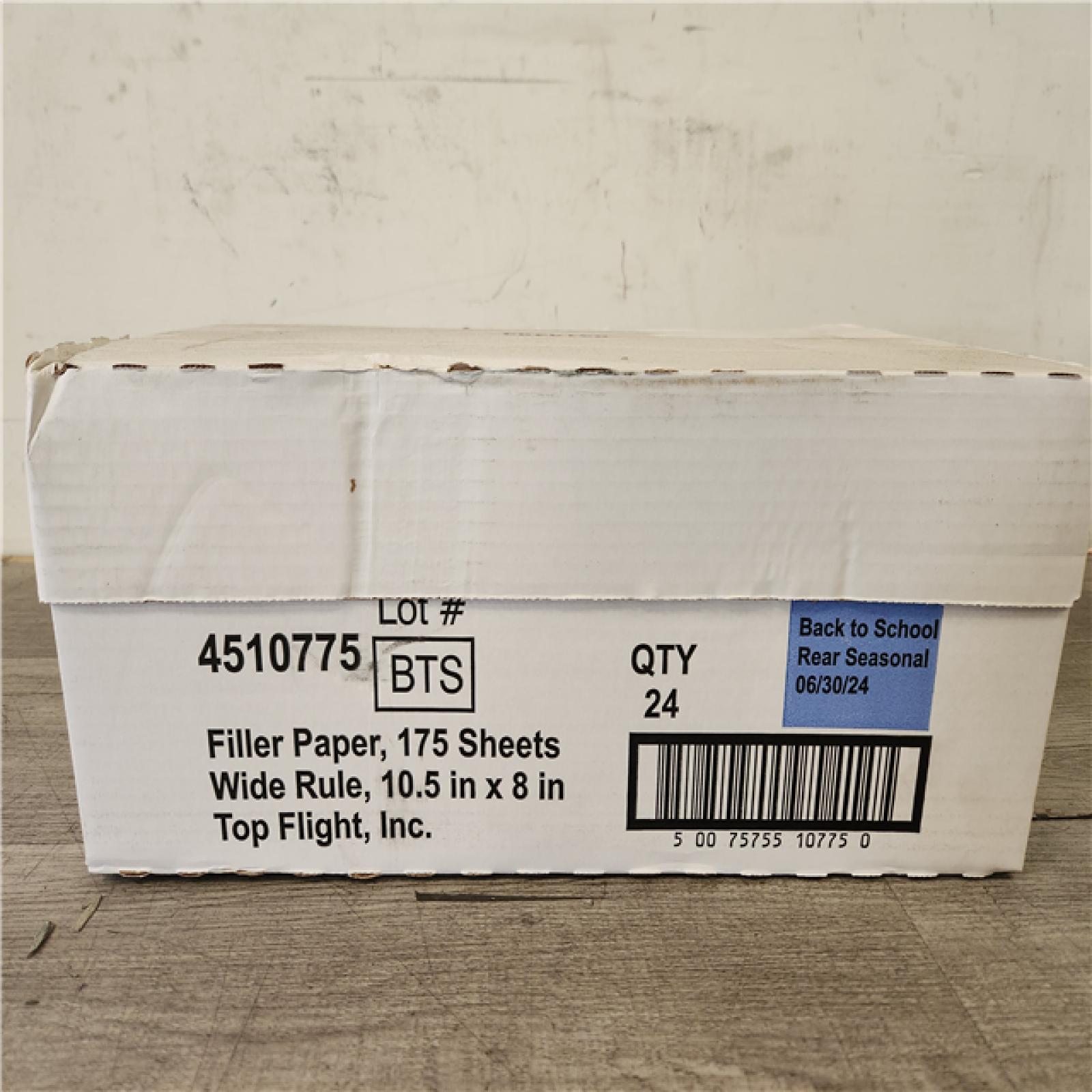 Phoenix Location NEW Top Flight 175 Sheet Wide Ruled Filler Paper White: Loose Leaf, 10.5 x 8 Inches, Stationery, Ruled Pages (24 Per Box) (109 Boxes)