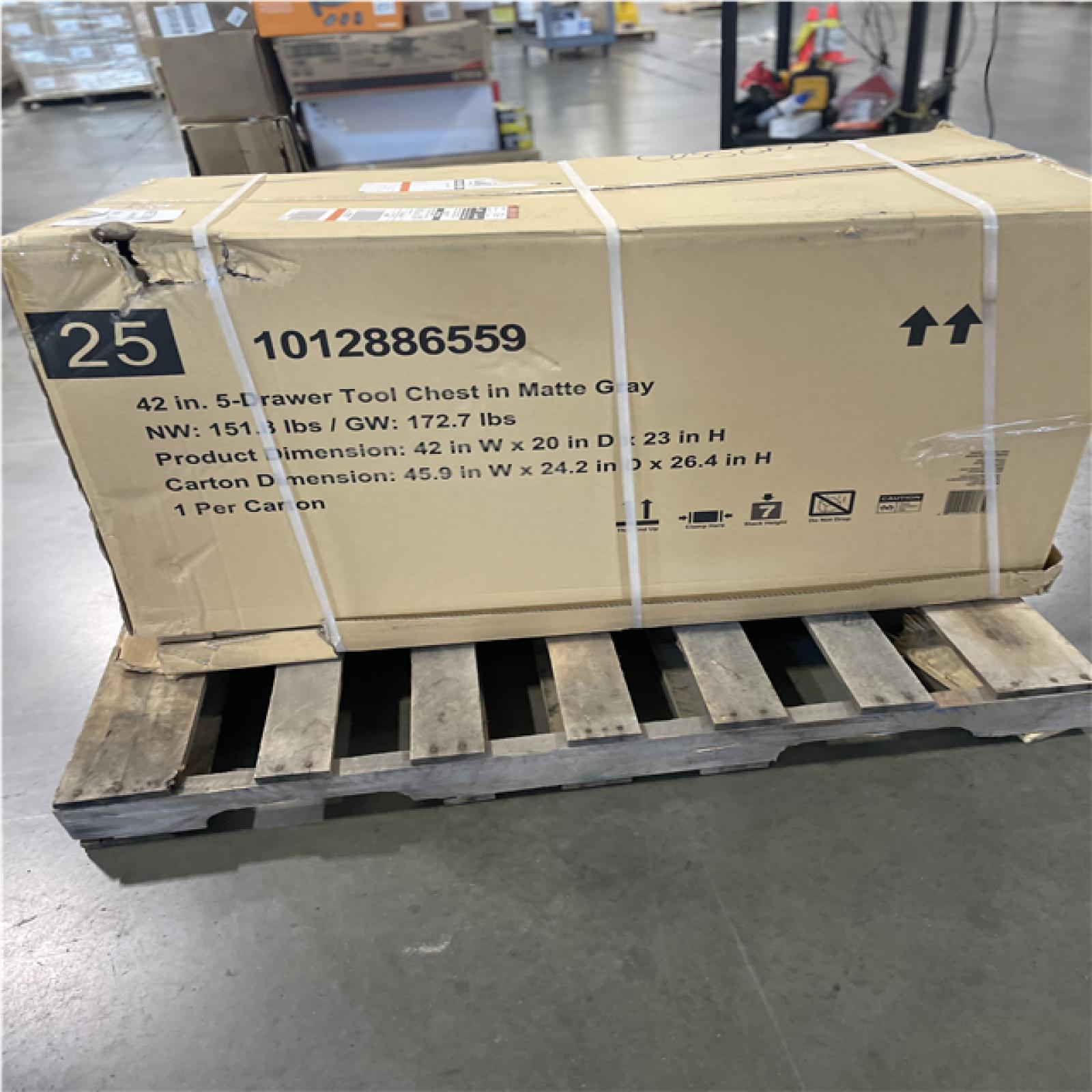 DALLAS LOCATION- AS-IS HUSKY Heavy Duty 42 in. W x 20 in. D 5-Drawer Matte Gray Top Tool Chest
