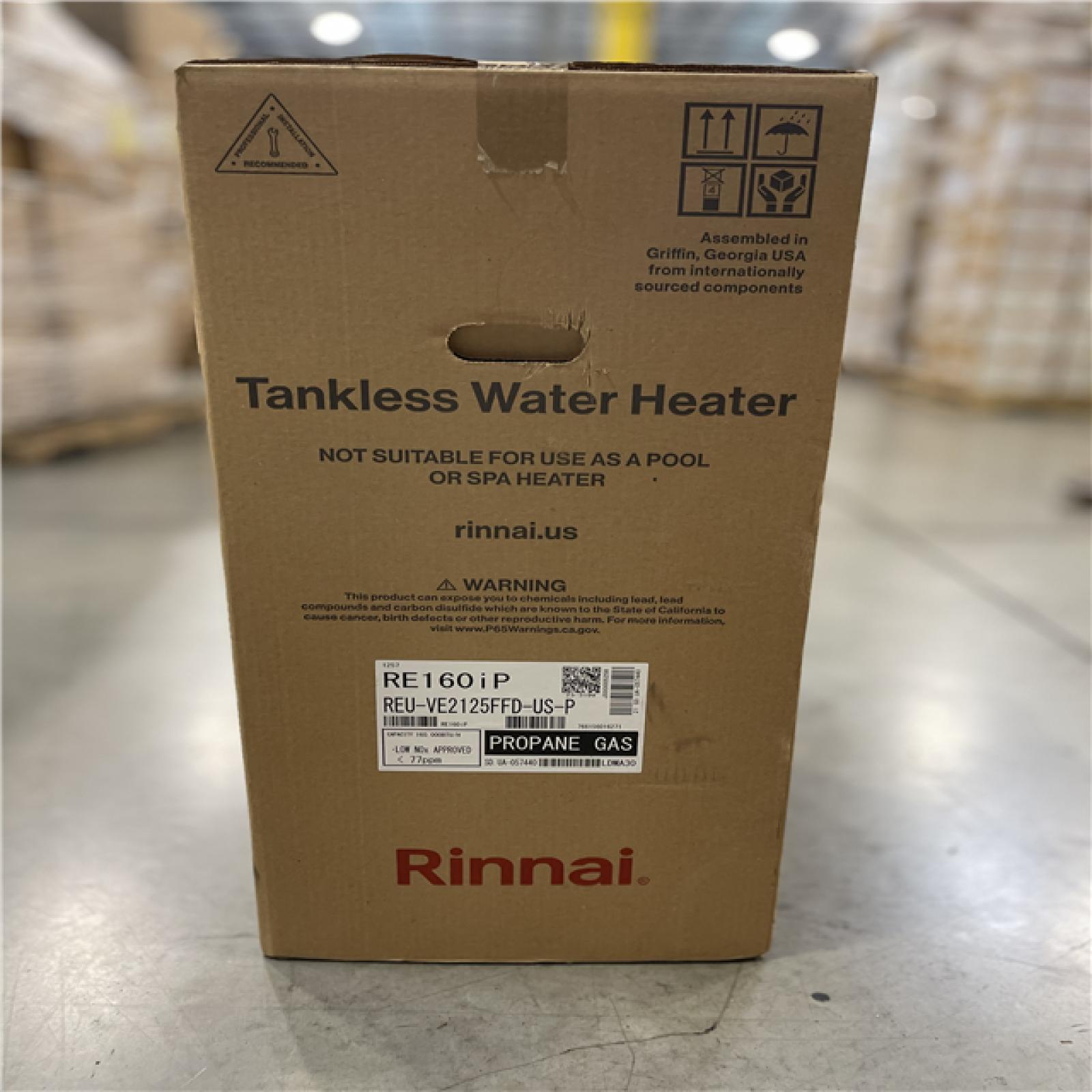 DALLAS LOCATION - Rinnai High Efficiency Non-Condensing 6.6 GPM Residential 160 000 BTU Interior Propane Gas Tankless Water Heater