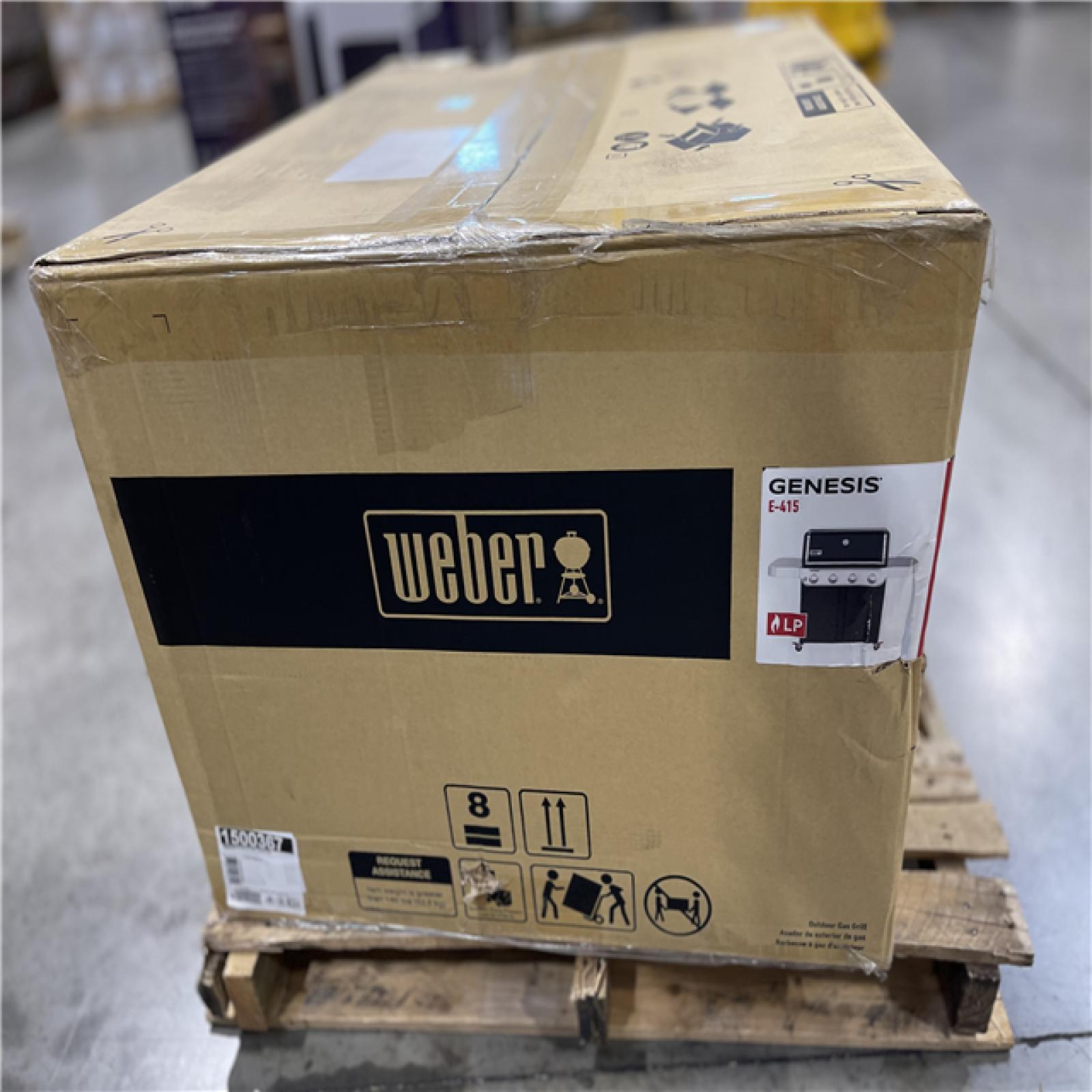 DALLAS LOCATION - Weber Genesis E-415 4-Burner Liquid Propane Gas Grill in Black with Side Tables