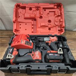 AS-IS MILWAUKEE M18 FUEL 18V Lithium-Ion Brushless Cordless Hammer Drill and Impact Driver Combo Kit (2-Tool) with 2 Batteries