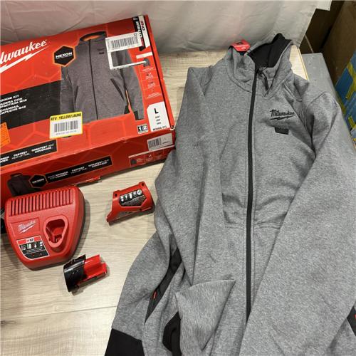 AS-IS Men's Large M12 12-Volt Lithium-Ion Cordless Gray Heated Jacket Hoodie Kit