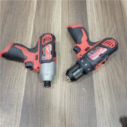Milwaukee 2494-22 M12 Cordless Combination 3/8  Drill / Driver and 1/4  Hex Impact Driver Dual Power Tool Kit (2 Lithium Ion Batteries  Charger