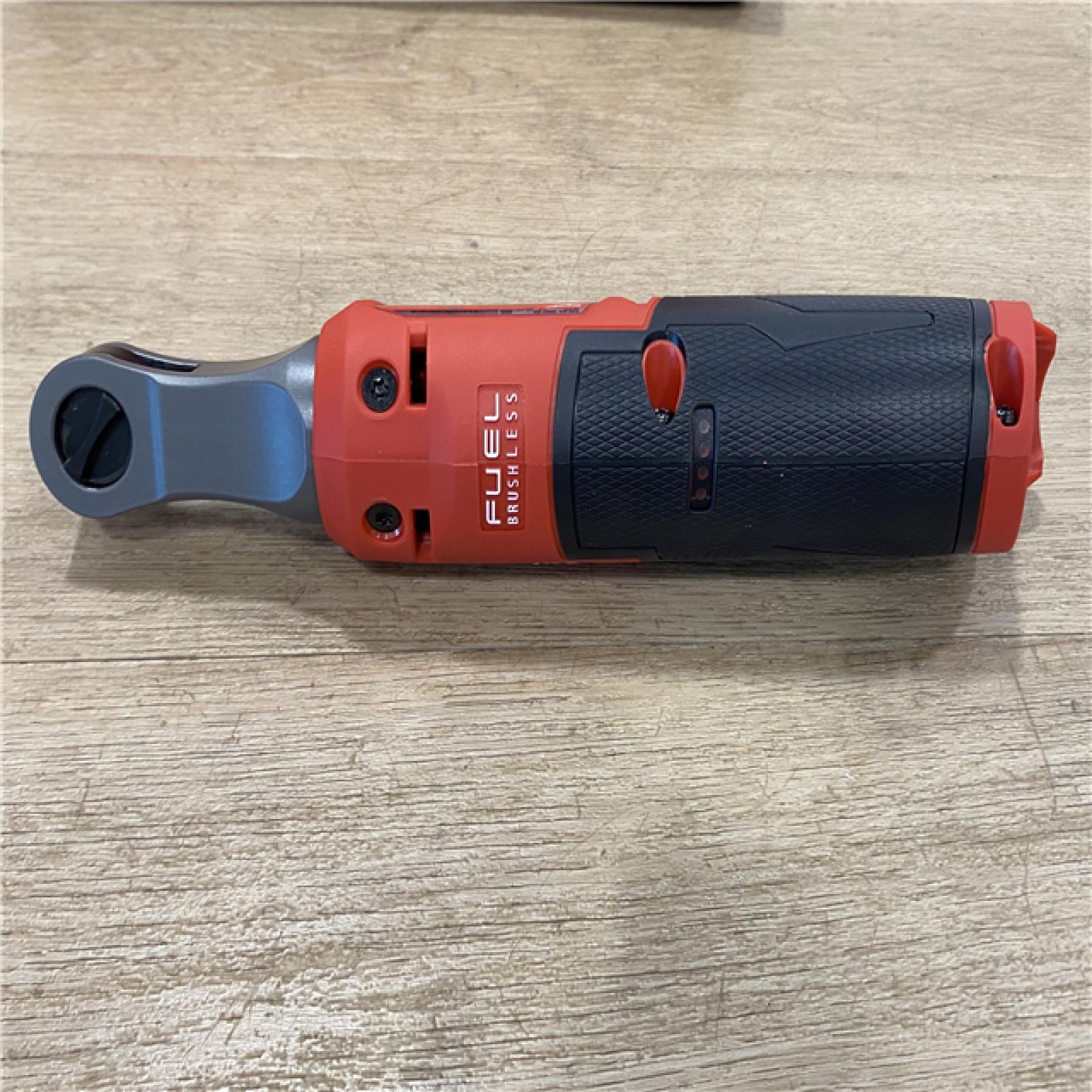 AS-IS MILWAUKEEM18 FUEL 18V Cordless Mid Torque 1/2 in. Impact Wrench W/ M12 FUEL 3/8 in. Ratchet & Battery/Charger Combo Kit