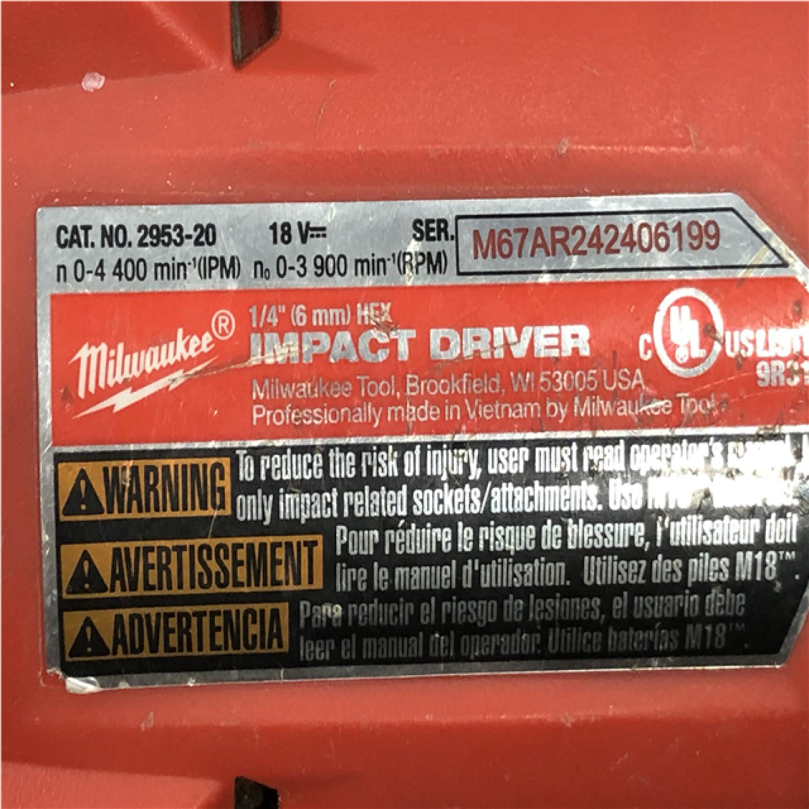AS-IS Milwaukee FUEL 18V Lithium-Ion Brushless Cordless 1/4 in. Hex Impact Driver (Tool-Only)