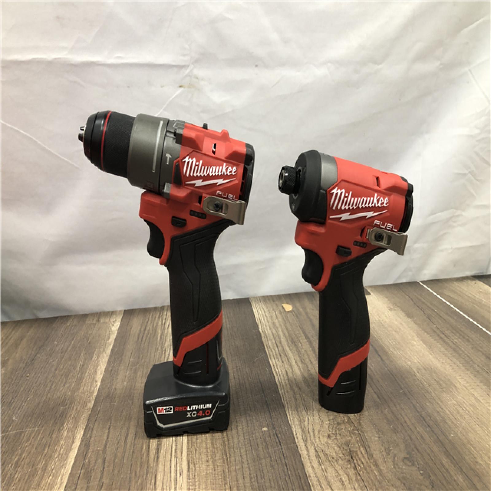 AS-IS Milwaukee FUEL 12-Volt Lithium-Ion Brushless Cordless Hammer Drill and Impact Driver Combo Kit