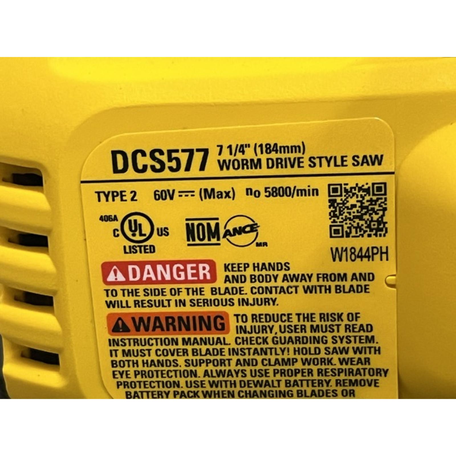 AS-IS DEWALT FLEXVOLT 60V MAX Cordless Brushless 7-1/4 in. Wormdrive Style Circular Saw (Tool Only)