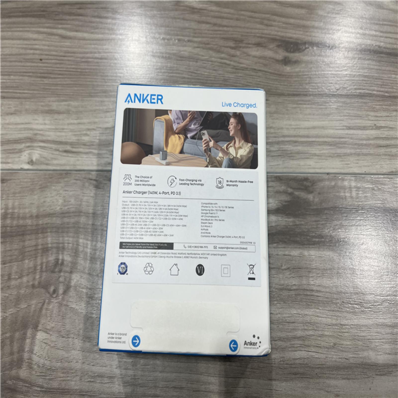 Anker Charger 140W 4 Port with Digital Display: USB  USB-C  Lightweight  Quick Charge