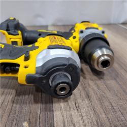 AS-IS DEWALT 20V MAX XR Cordless Drill/Driver, ATOMIC Impact Driver 2 Tool Combo Kit, (2) 2.0Ah Batteries, Charger, and Bag
