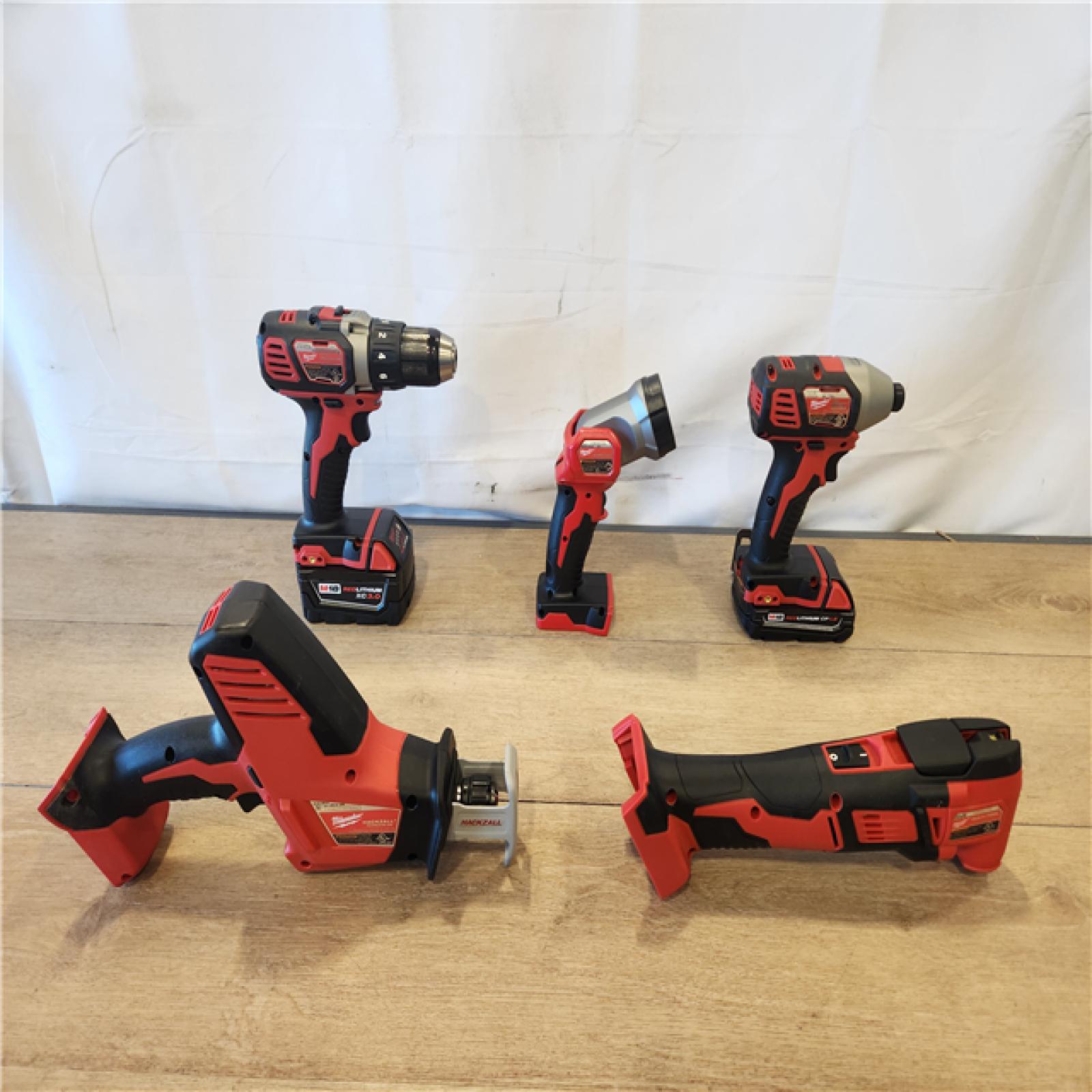 AS-IS- M18 18V Lithium-Ion Cordless Combo Kit (5-Tool) with (2) Batteries  Charger and Tool Bag