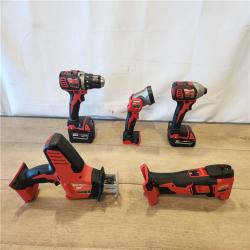 AS-IS- M18 18V Lithium-Ion Cordless Combo Kit (5-Tool) with (2) Batteries  Charger and Tool Bag